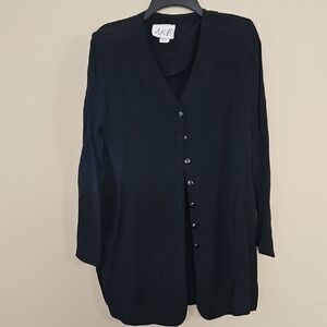 Vintage AKF Black Button-Up‎ Tunic Medium